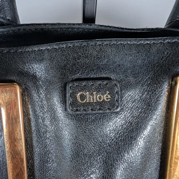 Chloe Black Leather Shoulder Bag with Gold Accents - Picture 7 of 11